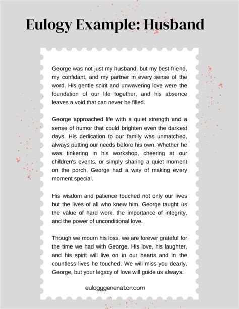 Examples Of Eulogy For Husband