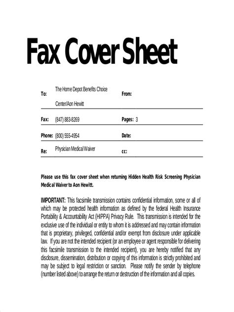 Examples Of Fax Cover Sheets