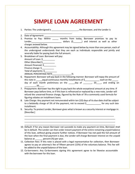 Examples Of Simple Loan Agreements