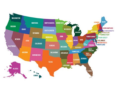 Map of the fifty US states