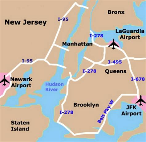 Airports and New York City Map