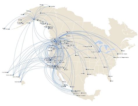 Map of Alaska Airlines' destinations