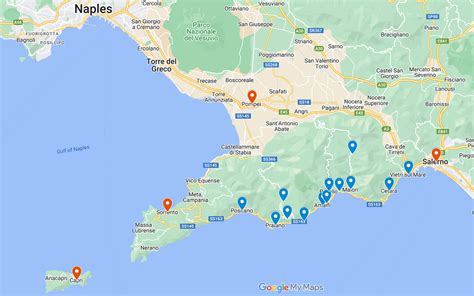Amalfi Coast Map of Italy