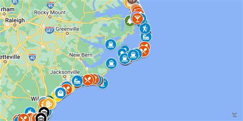 Beaches in North Carolina Map