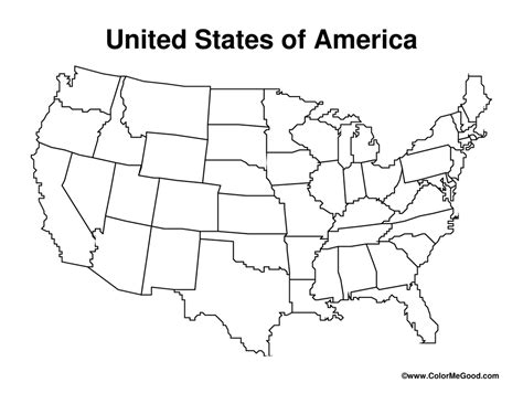 A Blank Map of USA States