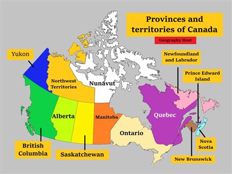 Canada Map of Provinces and Territories