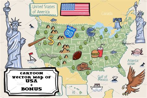 Cartoon Map Of United States