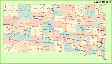 South Dakota Map with Various Industries