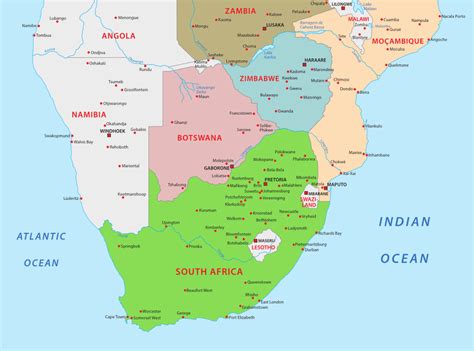 Examples of MAP implementation in various industries countries in Southern Africa Map