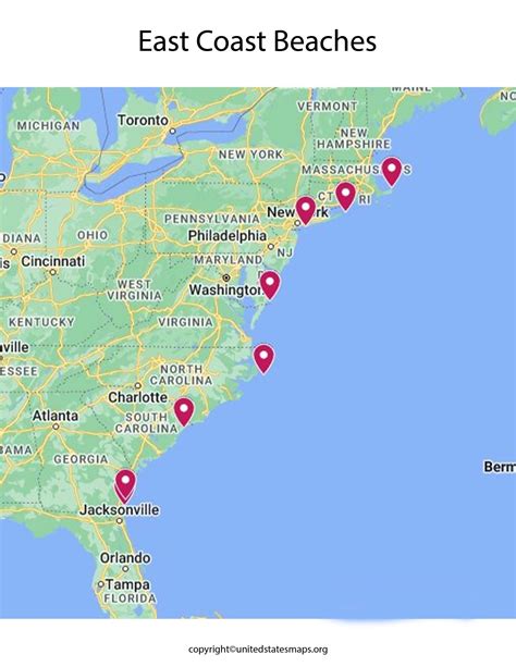 Map of East Coast Beaches