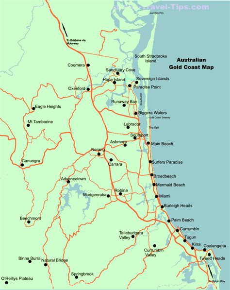 Map of Gold Coast Australia with various industries