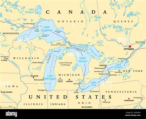 Great Lakes in USA Map