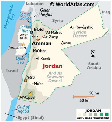 Illustration of map showing Jordan and various industries
