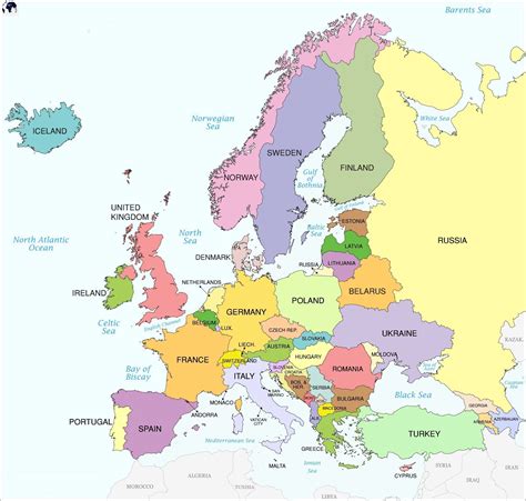Examples of MAP Implementation in Various Industries Labeled Map of Europe Countries