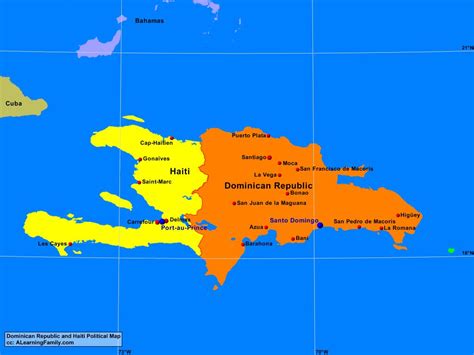 Map of Haiti and Dominican Republic