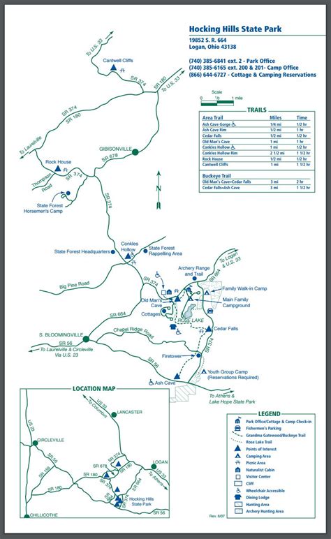 Map of Hocking Hills State Park