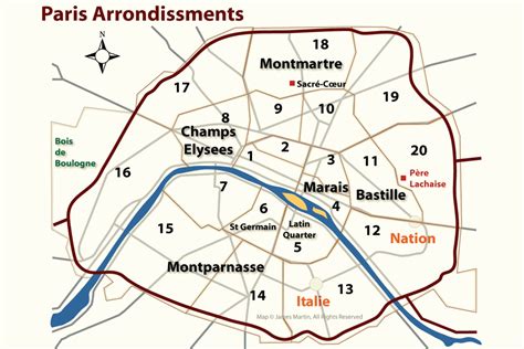 Map of Arrondissements of Paris
