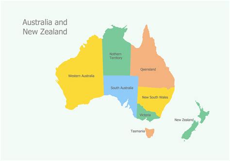 A map of Australia and New Zealand