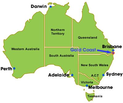 Map of Australia Gold Coast