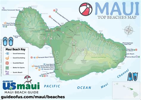 Map of Beaches on Maui