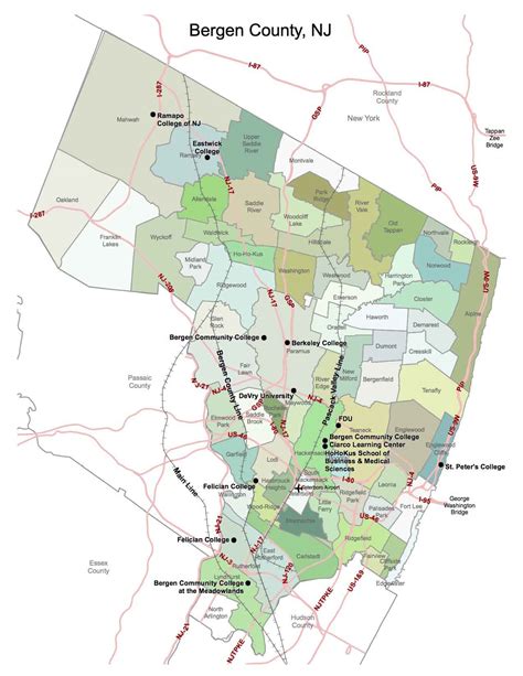 Map of Bergen County, NJ