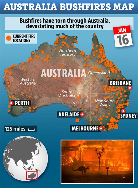 Map of Bushfires in Australia