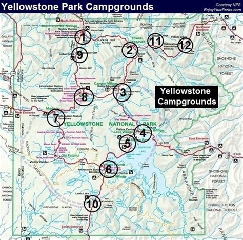 Map of Campgrounds in Yellowstone