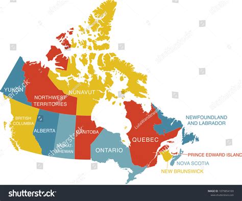 Map of Canada with labels