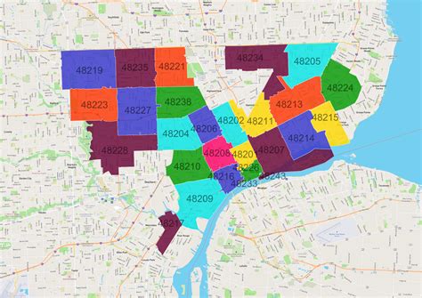 Map of Detroit Zip Codes