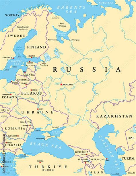 Map of Europe and Russia
