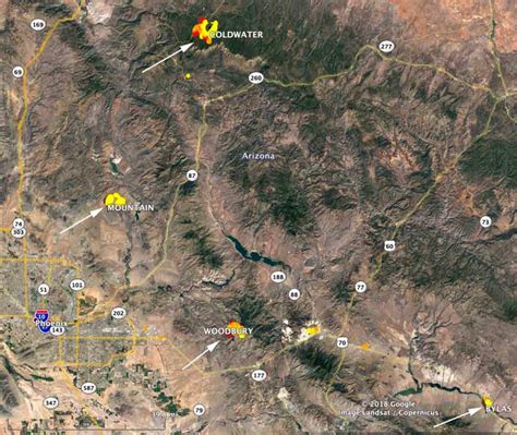 Map of Fires in Arizona Today