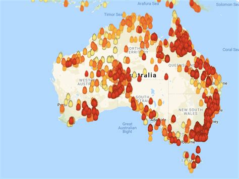 Map of Fires in Australia