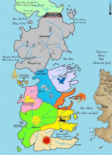 Map of Game of Thrones 7 Kingdoms