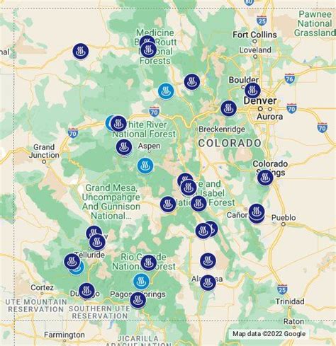 Map of Hot Springs in Colorado