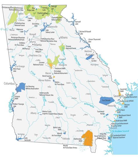 Map of Lakes in GA