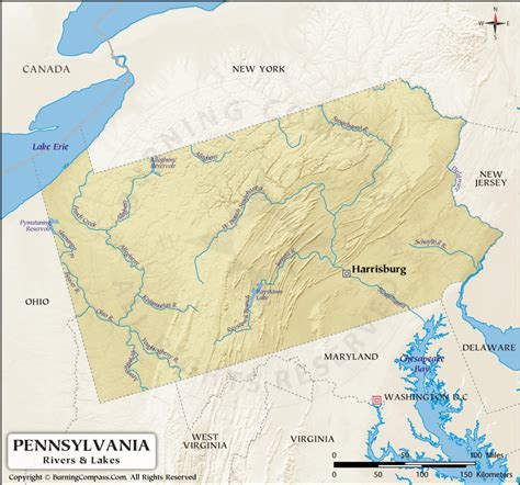 Map of Pennsylvania Lakes
