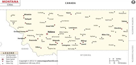 Map of Montana with Cities