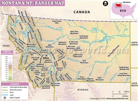 Map of Mountain Ranges in Montana