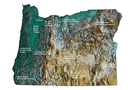 Map of Mountains in Oregon