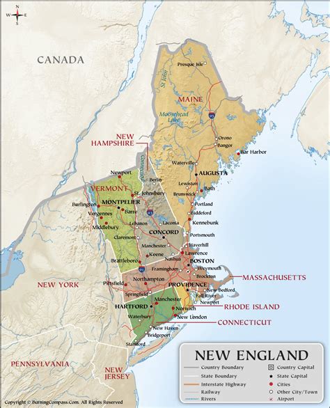 Map of New England States