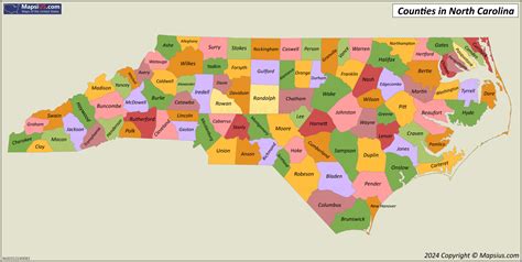 Map of North Carolina Counties