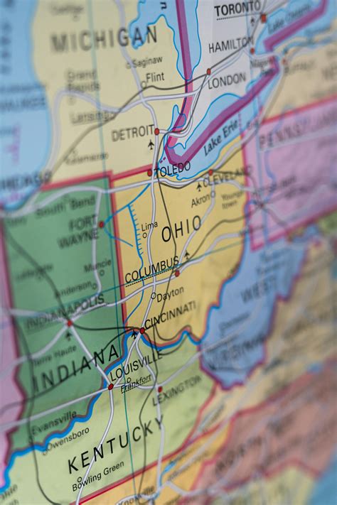 Map of Ohio and Indiana