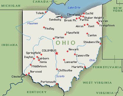Ohio Map with Cities