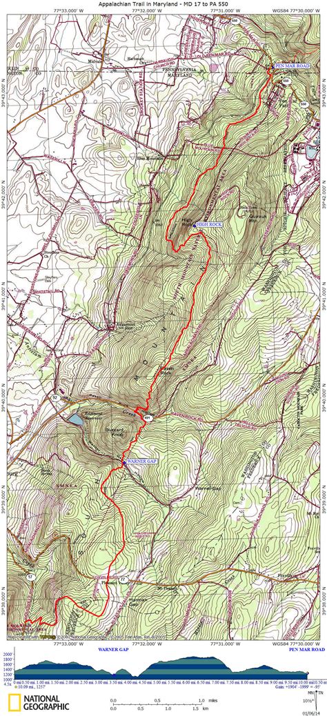 Map of Pennsylvania Appalachian Trail