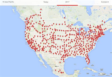 Map of Tesla Charging Stations