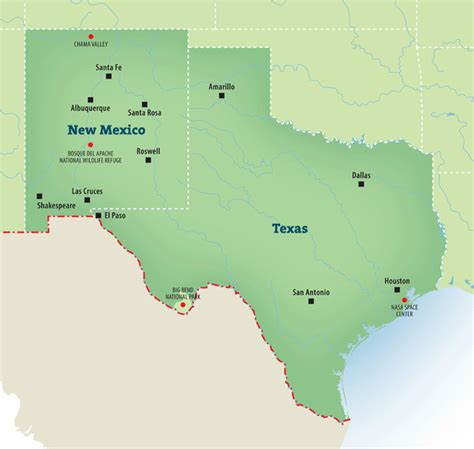 map of Texas and New Mexico