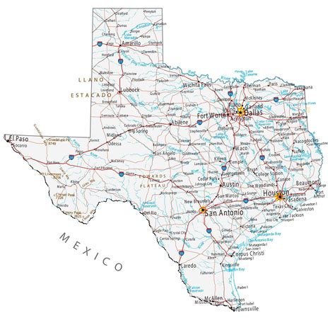 MAP of Texas Cities and Towns