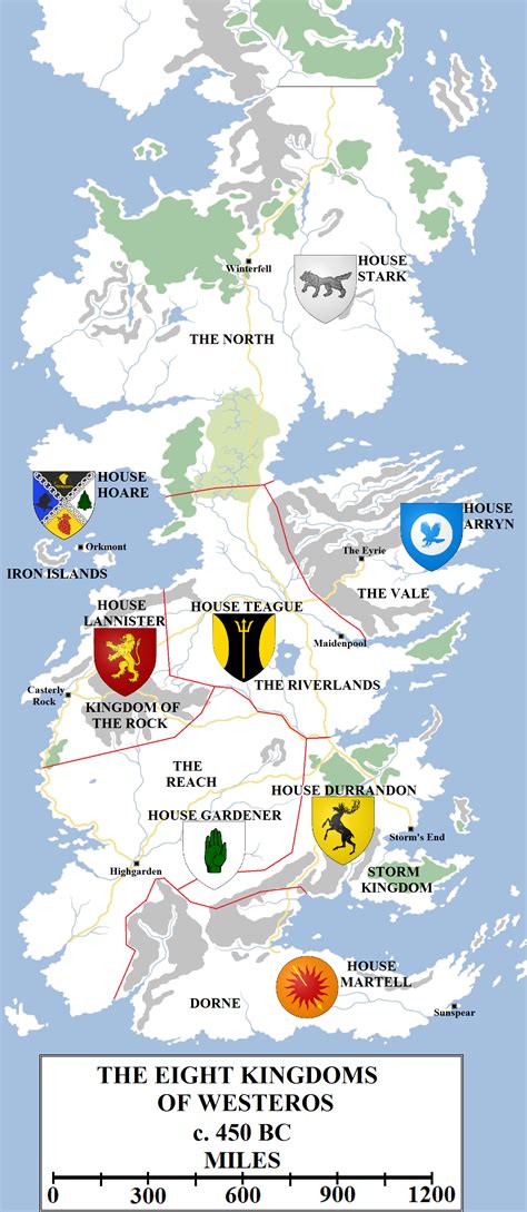 Map of the Seven Kingdoms Game of Thrones
