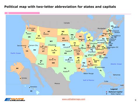 MAP of United States with Abbreviations