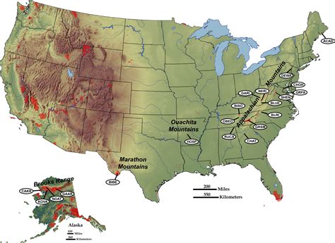 Map of US Mountain Ranges